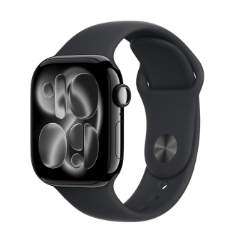 Apple Watch Series 11 GPS + Cellular 46mm Jet Black Aluminum Case with Black Sport Band - S/M (MFC24)