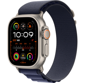 Apple Watch Ultra 2 2024 49mm LTE Natural Titanium Case with Navy Alpine Loop - Medium (MYT33+MXMY3)