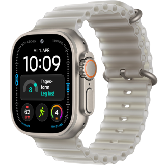 Apple Watch Ultra 4 GPS + Cellular 49mm Natural Titanium Case with Translucent Gray Ocean Band (MJAD4)