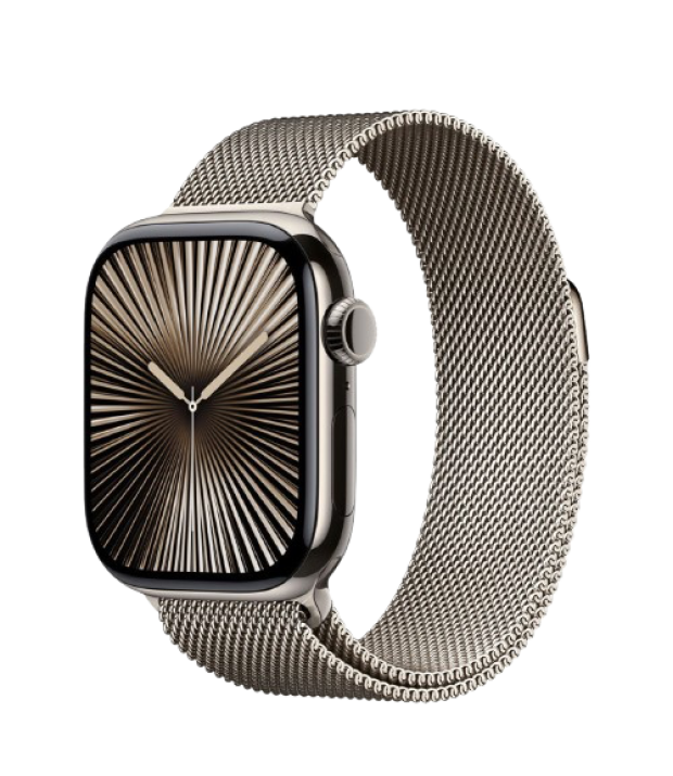 Apple Watch Series 10 GPS + LTE 46mm Natural Titanium Case with Natural Milanese Loop - S/M (MC7Q4)