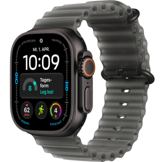 Apple Watch Ultra 4 GPS + Cellular 49mm Black Titanium Case with Translucent Black Ocean Band (MJAY4)