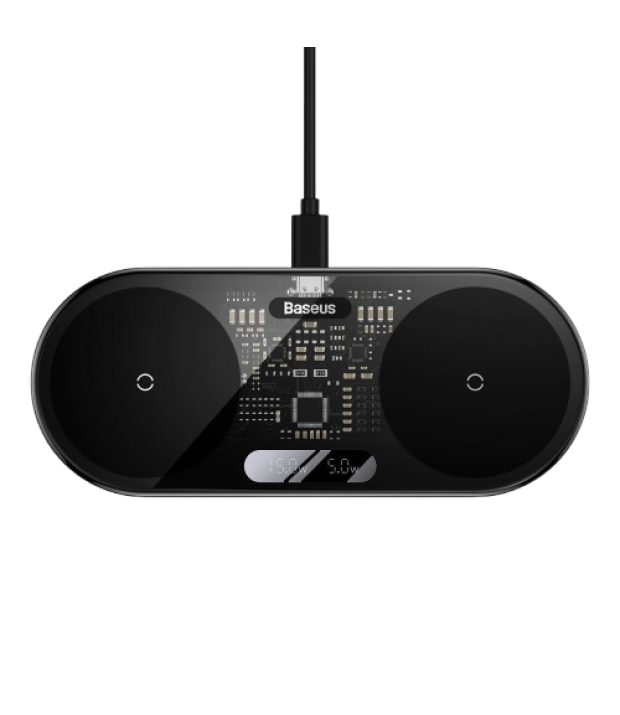 Беспроводное ЗУ Baseus Digital LED Display 2in1 20W (black)
