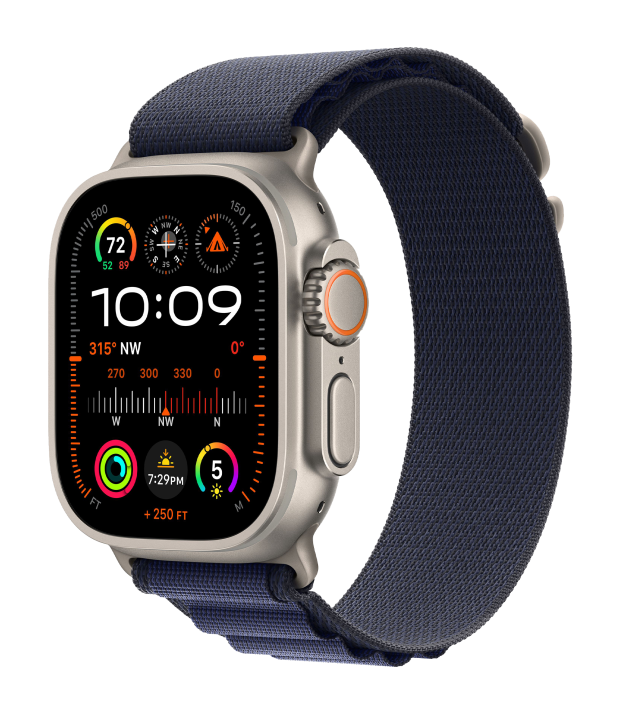 Apple Watch Ultra 2 2024 49mm LTE Natural Titanium Case with Navy Alpine Loop - Large (MYT33+MXN03)