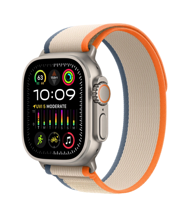 Apple Watch Ultra 2 49mm LTE Titanium Case with Orange/Beige Trail Loop Band M/L (MRF23)