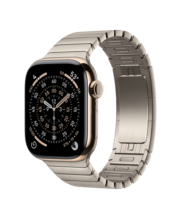 Apple Watch Series 11 GPS + Cellular 42mm Gold Titanium Case with Natural Link Bracelet (MF9M4+MXMA3)