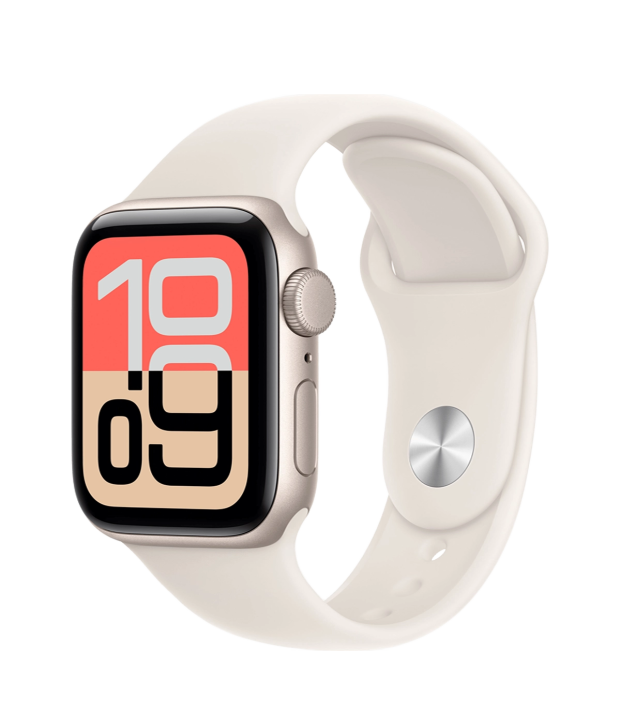 Apple Watch SE 3 GPS + Cellular 44mm Starlight Aluminum Case with Starlight Sport Band - S/M (MEPE4)