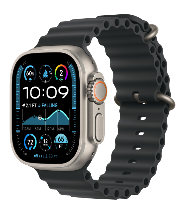 Apple Watch Ultra 2 2024 49mm LTE Natural Titanium Case with Black Ocean Band (MYT03+MXTL3)