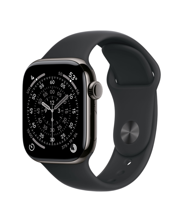 Apple Watch Series 11 GPS + Cellular 46mm Slate Titanium Case with Black Sport Band - M/L (MFD24)