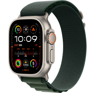 Apple Watch Ultra 2 2024 49mm LTE Natural Titanium Case w. Dark Green Alpine L. Medium (MYT33+MXMV3)