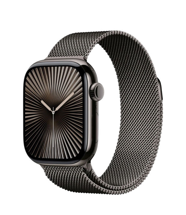 Apple Watch Series 10 GPS + LTE 46mm Slate Titanium Case with Slate Milanese Loop - M/L (MWYW3)