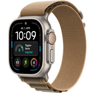Apple Watch Ultra 4 GPS + Cellular 49mm Natural Titanium Case with Desert Alpine Loop - Large (MJAG4)
