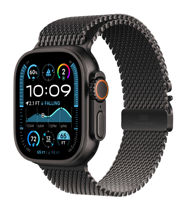 Apple Watch Ultra 2 2024 49mm LTE Black Titanium Case w. Black Titanium Milanese Small (MX4W3)