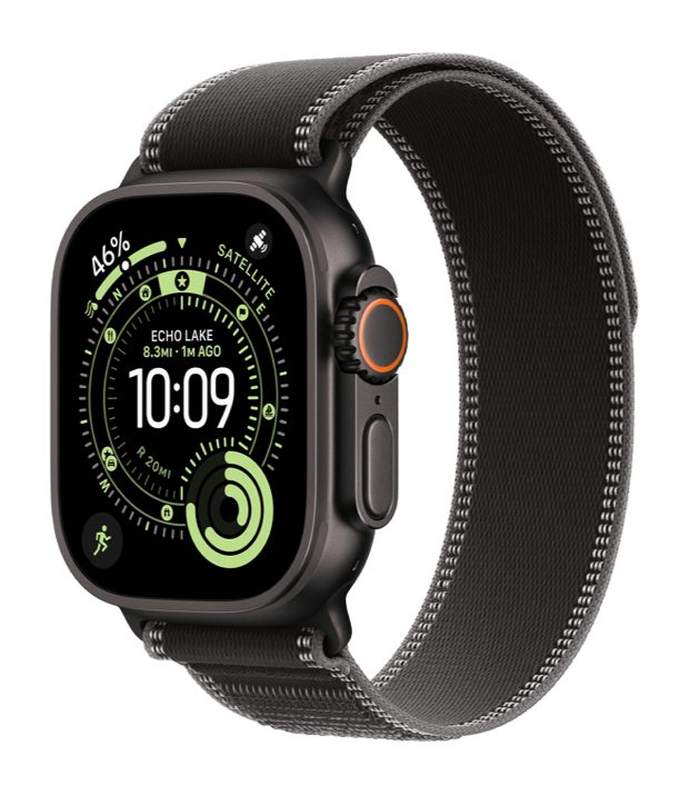 Apple Watch Ultra 3 GPS + Cellular 49mm Black Titanium Case with Black/Charcoal Trail Loop - M/L (MF1H4)