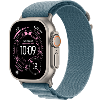 Apple Watch Ultra 3 GPS + Cellular 49mm Natural Titanium Case with Light Blue Alpine Loop - Small (MEWK4)