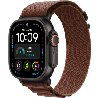 Apple Watch Ultra 4 GPS + Cellular 49mm Black Titanium Case with Burgundy Alpine Loop - Medium (MJC14)