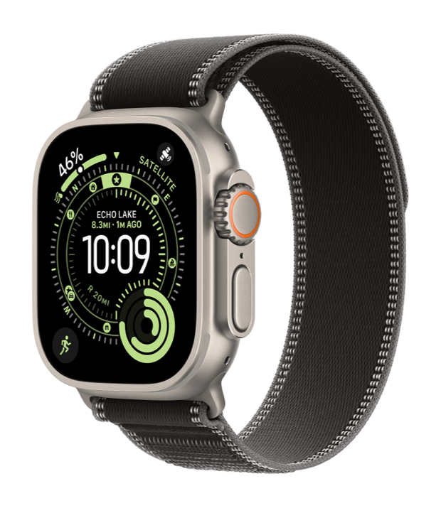 Apple Watch Ultra 3 GPS + Cellular 49mm Natural Titanium Case with Black/Charcoal Trail Loop - S/M (MF1V4+MFT84)