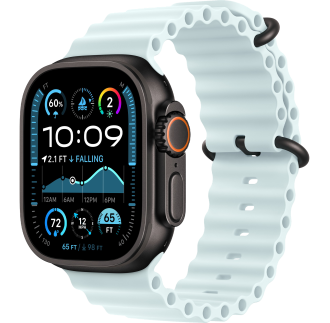 Apple Watch Ultra 2 2024 49mm LTE Black Titanium Case with Ice Blue Ocean Band (MYTC3+MYP83)