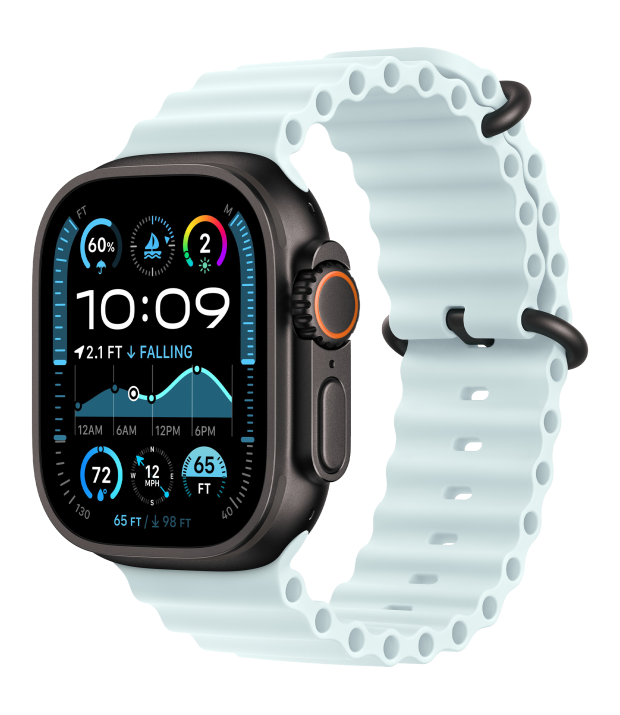 Apple Watch Ultra 2 2024 49mm LTE Black Titanium Case with Ice Blue Ocean Band (MYTC3+MYP83)
