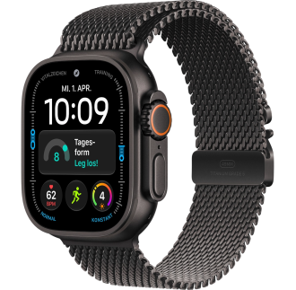 Apple Watch Ultra 4 GPS + Cellular 49mm Black Titanium Case with Black Titanium Milanese Loop - Small (MJAU4)