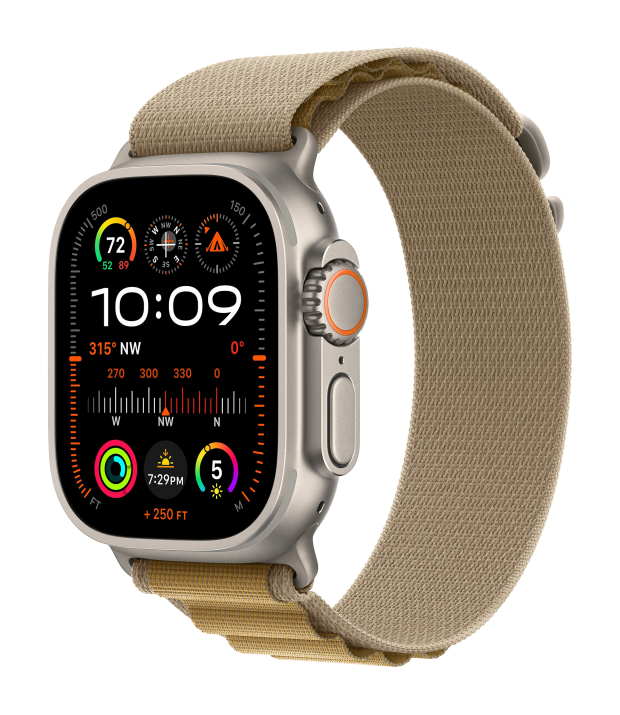 Apple Watch Ultra 2 2024 49mm LTE Natural Titanium Case with Tan Alpine Loop - Medium (MX4F3)
