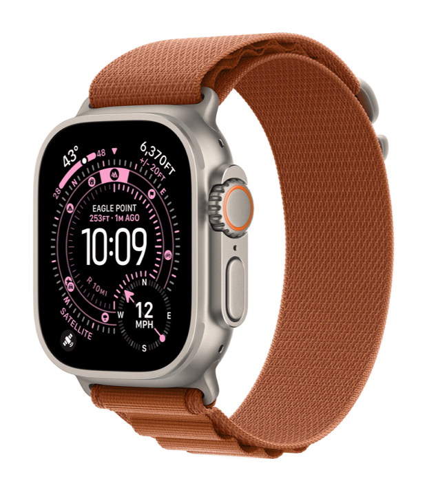 Apple Watch Ultra 3 GPS + Cellular 49mm Natural Titanium Case with Terra Cotta Alpine Loop - Large (MF1V4+MFTD4)