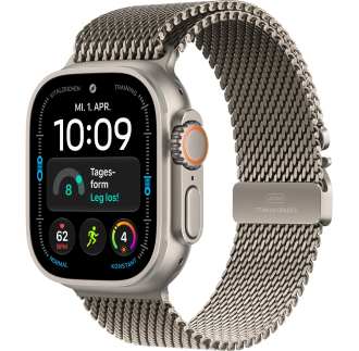 Apple Watch Ultra 4 GPS + Cellular 49mm Natural Titanium Case with Natural Titanium Milanese Loop - Small (MJA84)