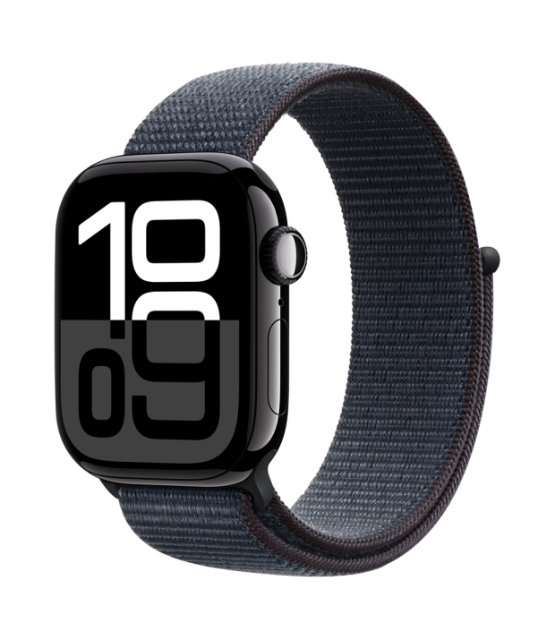 Apple Watch Series 10 GPS 42mm Jet Black Aluminum Case with Ink Sport Loop (MWWG3)