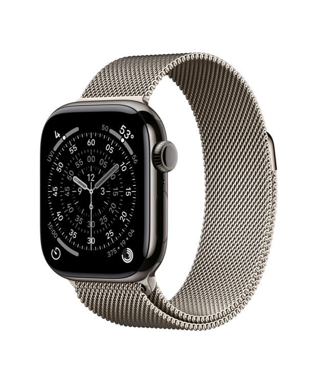 Apple Watch Series 11 GPS + Cellular 42mm Slate Titanium Case with Natural Milanese Loop (MF9K4+MGHY4)