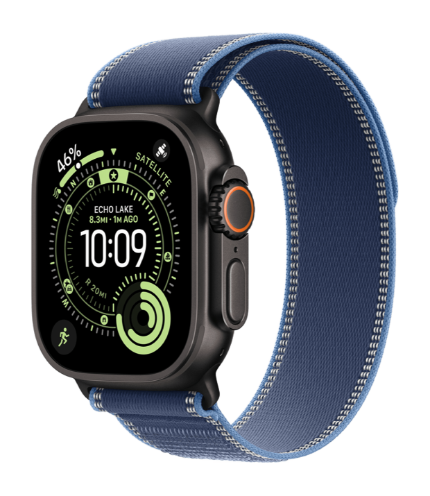 Apple Watch Ultra 3 GPS + Cellular 49mm Black Titanium Case with Blue/Bright Blue Trail Loop - S/M (MF254+MG9Q4)