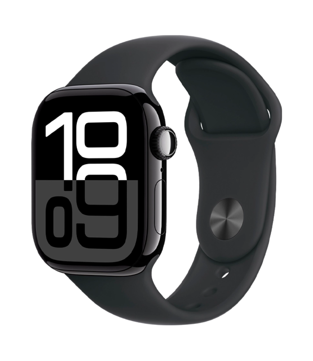 Apple Watch Series 10 GPS 46mm Jet Black Aluminum Case with Black Sport Band - S/M (MWWP3)