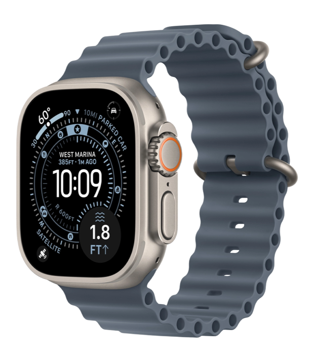 Apple Watch Ultra 3 GPS + Cellular 49mm Natural Titanium Case with Anchor Blue Ocean Band (MEWH4)