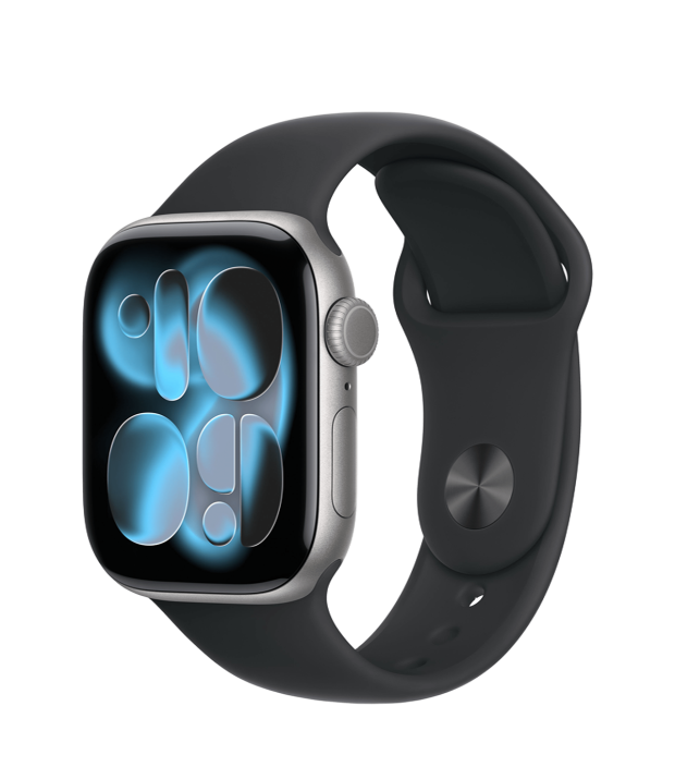 Apple Watch Series 11 GPS + Cellular 42mm Space Gray Aluminum Case with Black Sport Band - S/M (MF8A4)