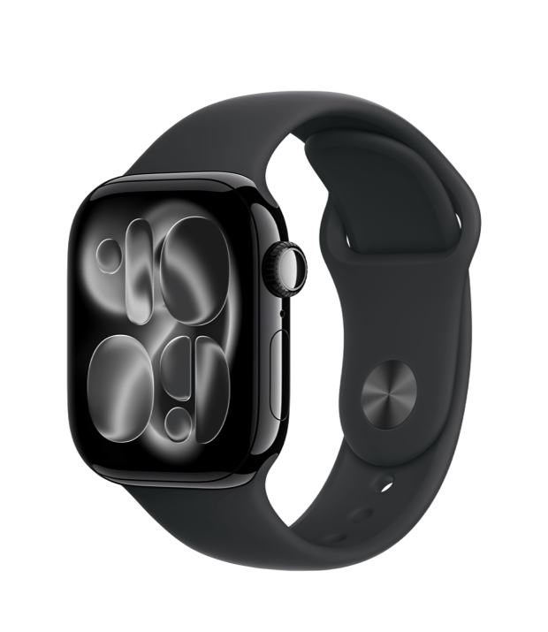 Apple Watch Series 11 GPS 42mm Jet Black Aluminum Case with Black Sport Band - S/M (MEQT4)