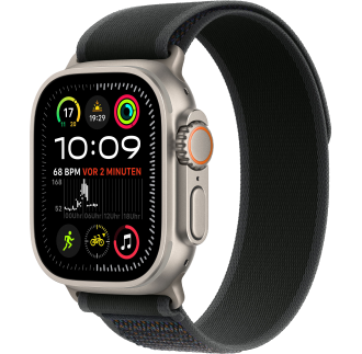 Apple Watch Ultra 2 2024 49mm LTE Natural Titanium Case with Black Trail Loop - M/L (MYT73+MXTR3)