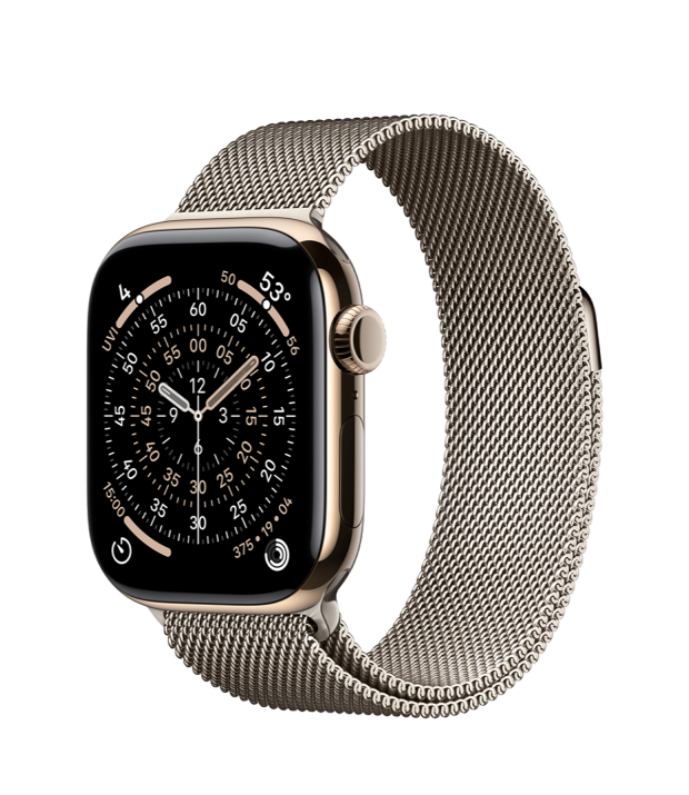 Apple Watch Series 11 GPS + Cellular 46mm Gold Titanium Case with Natural Milanese Loop - M/L (MFC34+MGJ34)