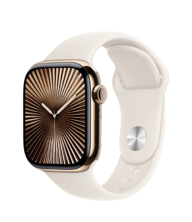 Apple Watch Series 10 GPS + LTE 42mm Gold Titanium Case with Starlight Sport Band - M/L (MX073)