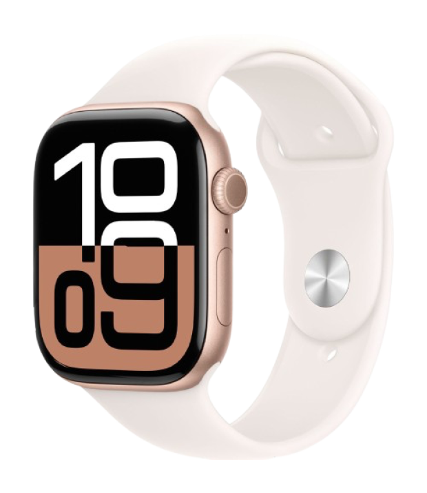 Apple Watch Series 10 GPS + LTE 46mm Rose Gold Aluminum Case with Light Blush Sport Band M/L (MWY73)