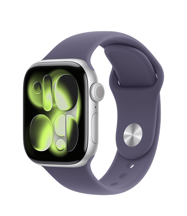 Apple Watch Series 11 GPS 42mm Silver Aluminum Case with Purple Fog Sport Band - M/L (MEU74)